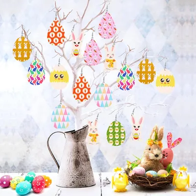 9 Pairs Easter Faux Leather Earrings For Women Lightweight Leaf Long Dangle Teardrop Earrings For Easter Egg Hunt Party Supplies Easter Dress Up