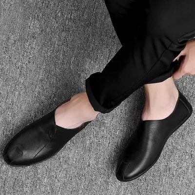 New peas shoes men's Korean leather shoes men's lazy pedal