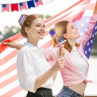 3Pcs American Flag Shaped Claw Clips USA Patriotic 4th Of July Design Hair Accessories Red White