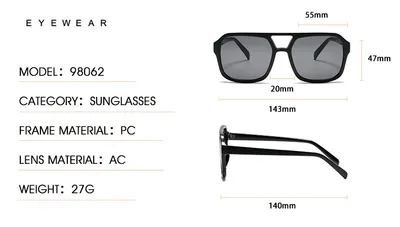 Square Double Beam Sunglasses Men And Women Retro Personality