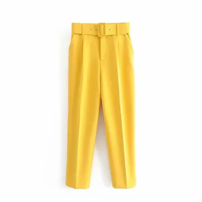European And American Women's Clothing Plus Color With Belt Pants