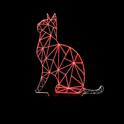 Colorful acrylic cat night light