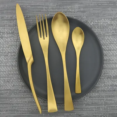 Stainless Steel Cutlery Set, Four Portable Frosted Western Tableware