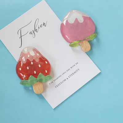 Cartoon Cute Resin Strawberry Jelly Sense Home Decoration Message Sticker