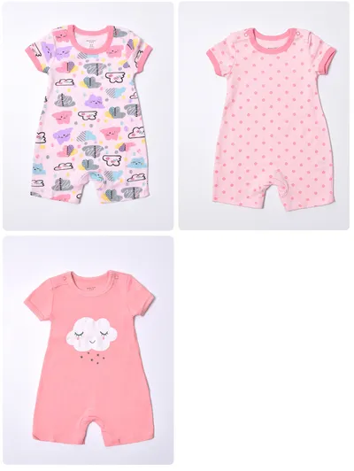 Cute Printed Cotton Short-Sleeved Baby Crawl