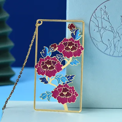 Flowers Bloom Rich Enamel Craft Metal Hollow Bookmark