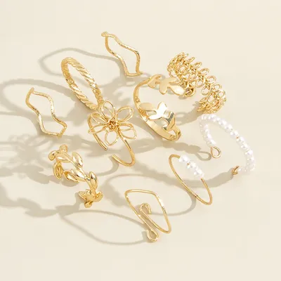 Openwork Flower Set Ring Simple Glossy