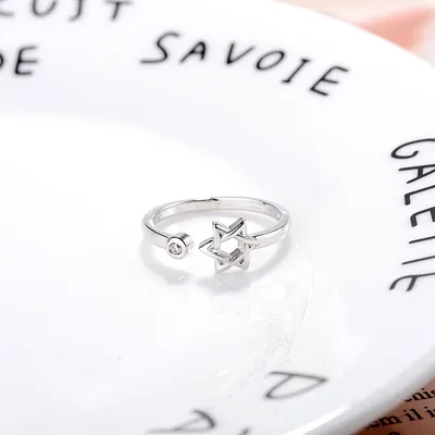 Star Diamond Six-pointed Star Ring Adjustable Jewelry