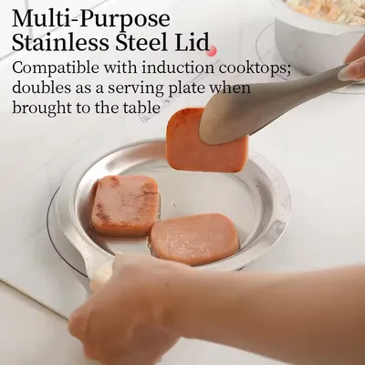 Non-abrasive Stainless Steel Cookware Set With Multifunctional Lids, Suitable For Gas Stoves And Induction Cooktops