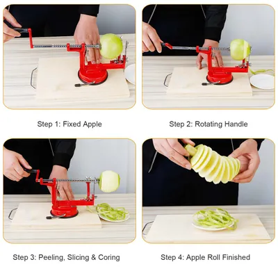 3 In 1 Fruit Peeler For Festival Manual Rotation Potato Fruit Core Slicer Kitchen Hand Cracking Corer With Zinc Alloy Peeler Suction Base