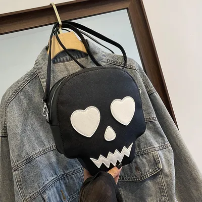 Cute Halloween Skull Small Shoulder Bags With Love Eyes Fashion Personality Crossbody Bag