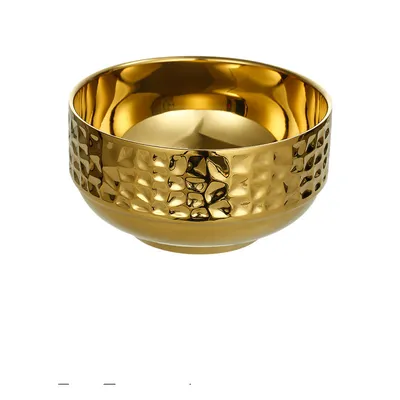 Stainless Steel Double-layer Anti-scald Household Rice Bowl Diamond Pattern
