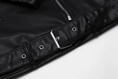 Women Loose Belt Casual Bike Jacket