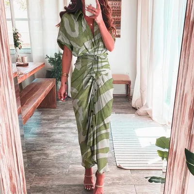 Women's Temperament Fashion Printing Short Skirt Shirt Dress