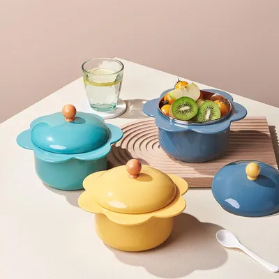 Home Cute Sunflower Stainless Steel Dorm Instant Noodle Bowl With Lid