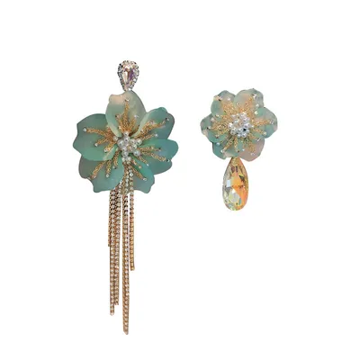 Asymmetric Flower Women Exaggerated Tassel Earrings