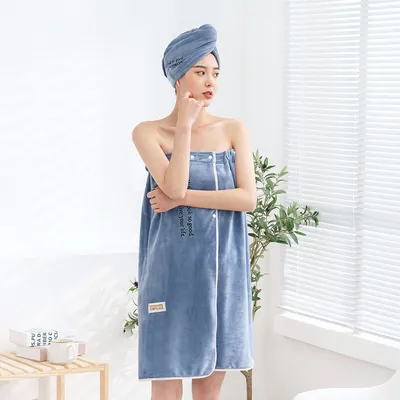 Ladies Home Embroidered Quick-drying Bath Dress