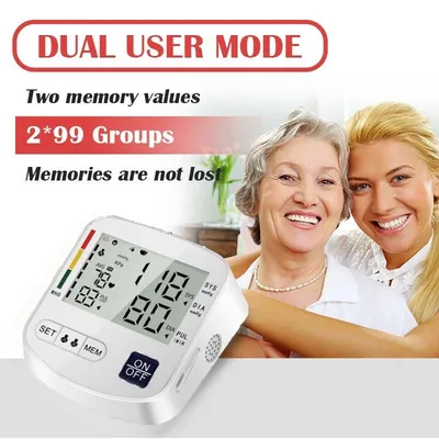 Multifunctional Home Blood Pressure Monitor With Cuff, Records 99 Measurements And Tracks Heart Rate
