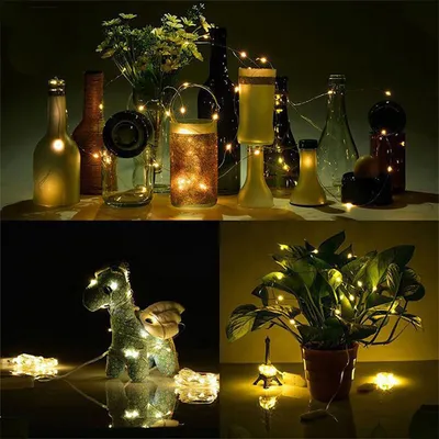 مجموعة من 6 مصابيح LED صغيرة تعمل بالبطارية، 20 مصباح LED، سلك نحاسي، سلسلة إضاءة خرافية، طول 2 متر