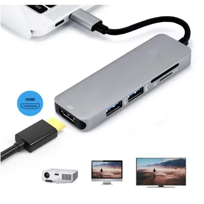 Stylish 5-in-1 Notebook Extension Dock Card Reader