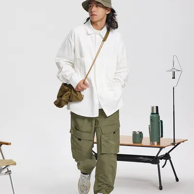 Men's And Women's Fashionable Simple Washed Long-sleeved Shirt Jacket
