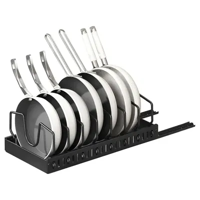 Pull Out Pots And Pans Organizer Under Cabinet With 8 Adjustable Dividers Rustproof Carbon Steel Sliding Pots Holder For Kitchen Cookware Bakeware Pots Lids Storage