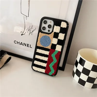Plush Check Geometric Panel Phone Case