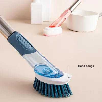 New Multifunctional Dish Brush Household Kitchen Oily Sponge Long Handle Cleaning Brush