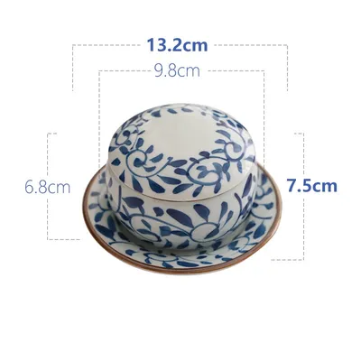 Ceramic Underglaze Color Hand-painted Tableware With Cover And Bottom Support