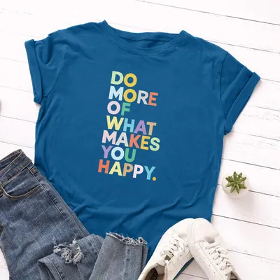 Women's Loose Round Neck Short-sleeved T-shirt With Letters