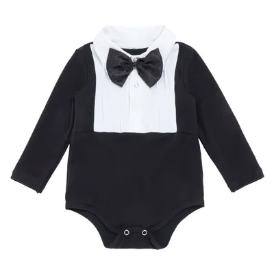 Black long-sleeved romper fake two-piece baby onesies