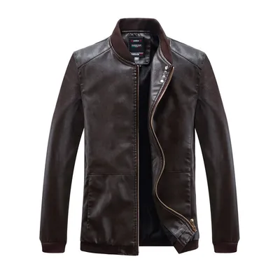 Men's Thin Baseball Collar PU Leather Jacket