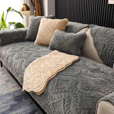 Home Fashion Simple Short Plush Sofa Cover