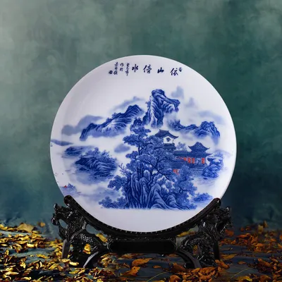Ceramic Decoration Hanging Plate Office Home Living Room Craft Ornaments