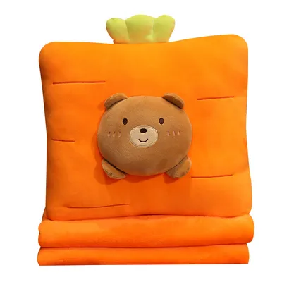 Cute Cartoon Fruit Dinosaur Plush Pillow Blanket Three In One