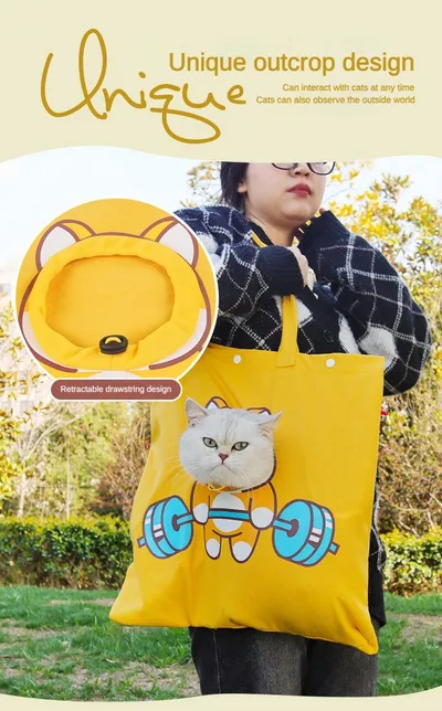 Pet Canvas Shoulder Bag, Cute Animal ShapedCat Carrier Canvas Bags,Portable Pet CanvasTote Chest Bag That Can Expose Head,OutdoorTravel Pet Carrier For Cats Dogs Pet Supplies
