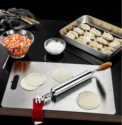 304 Stainless Steel Fixed Roller Type Rolling Pin Household Roller Face Stick