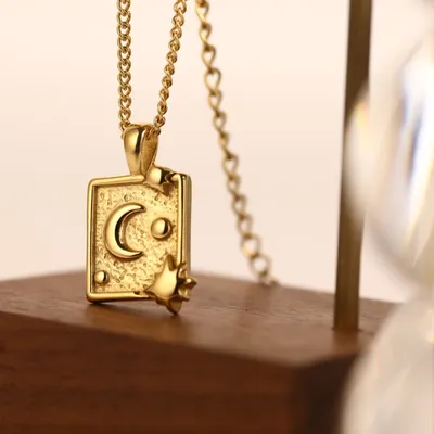 Square Pendant Titanium Steel Necklace Women
