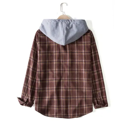 Fashion Plaid Contrast Color Stitching Men's Slim Long-sleeved Shirt