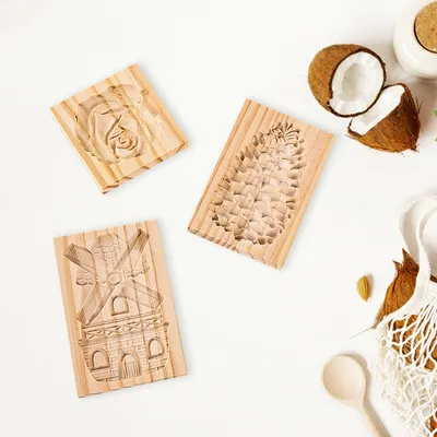 Wooden Gingerbread Cookie Mold Pine Nuts Rose Flower Cookie Mold Wooden Rose Flower Christmas Kitchen Tools