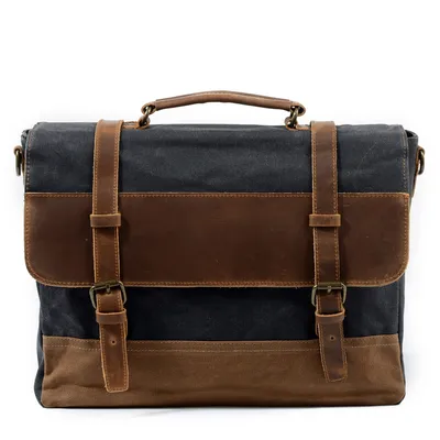 Waterproof oil wax canvas with leather briefcase