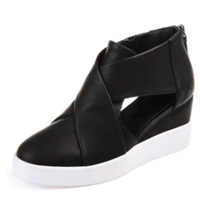 New style zipper wedge women's shoes