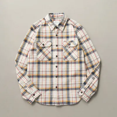 Men's Long Sleeve Retro Thick Brushed Plaid Shirt