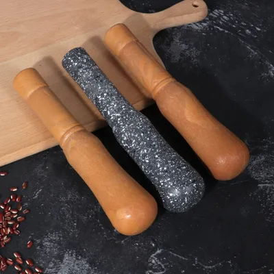 Kitchen wood grain mashed garlic jar mashed garlic masher