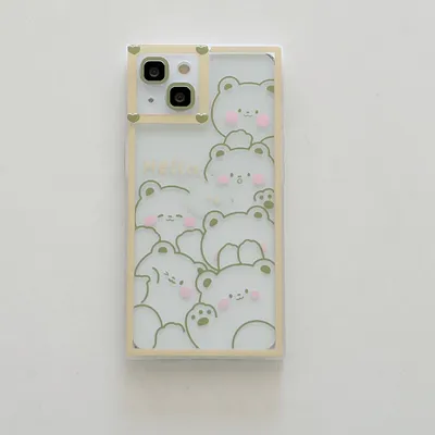 Cartoon Blush Bear Transparent Silicone Phone Case