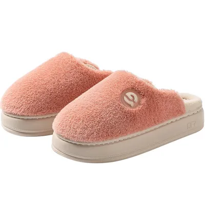 Plush Cotton Slippers Female Indoor Platform Household