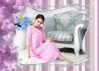 Modal Long Small Floral Pajamas For Women
