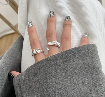 S925 Silver Geometric Irregular Ring Female Retro Exaggeration
