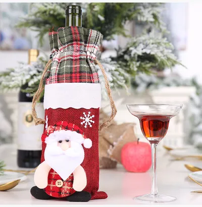 Flannelette bag with cap wine bottle cover