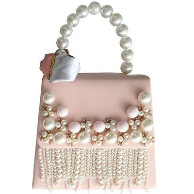 Women's pearl beaded tassel shoulder bag
